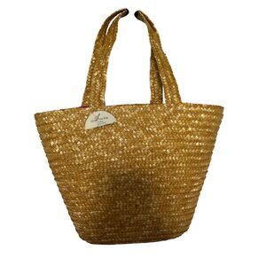 Unbranded Straw Tote Bag New Pink Lining